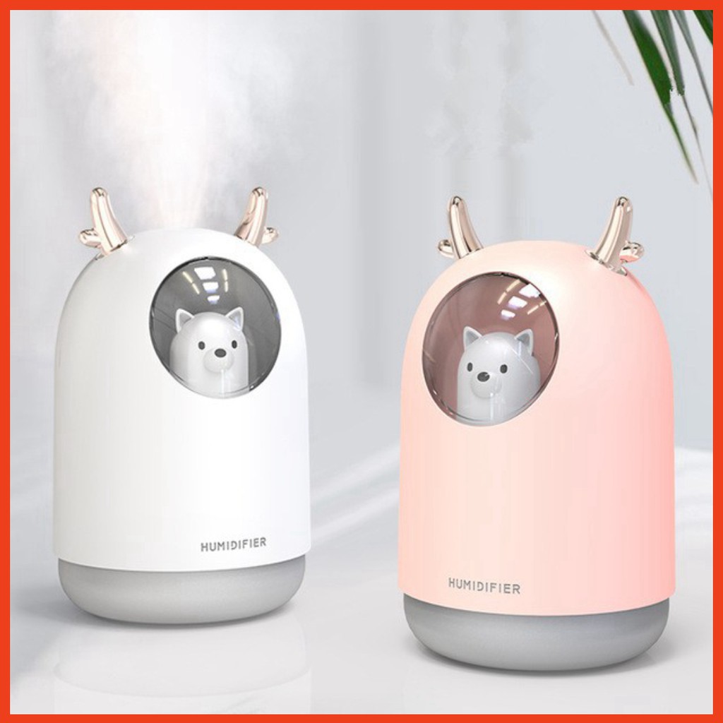 Máy Xông Tinh Dầu Mini - hình gấu HUMIDIFIER dễ thương, làn khói nước nhẹ nhàng, tự động ngắt khi hết nước, máy chạy êm