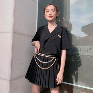 Áo sơ mi cổ vest đen by natthy style