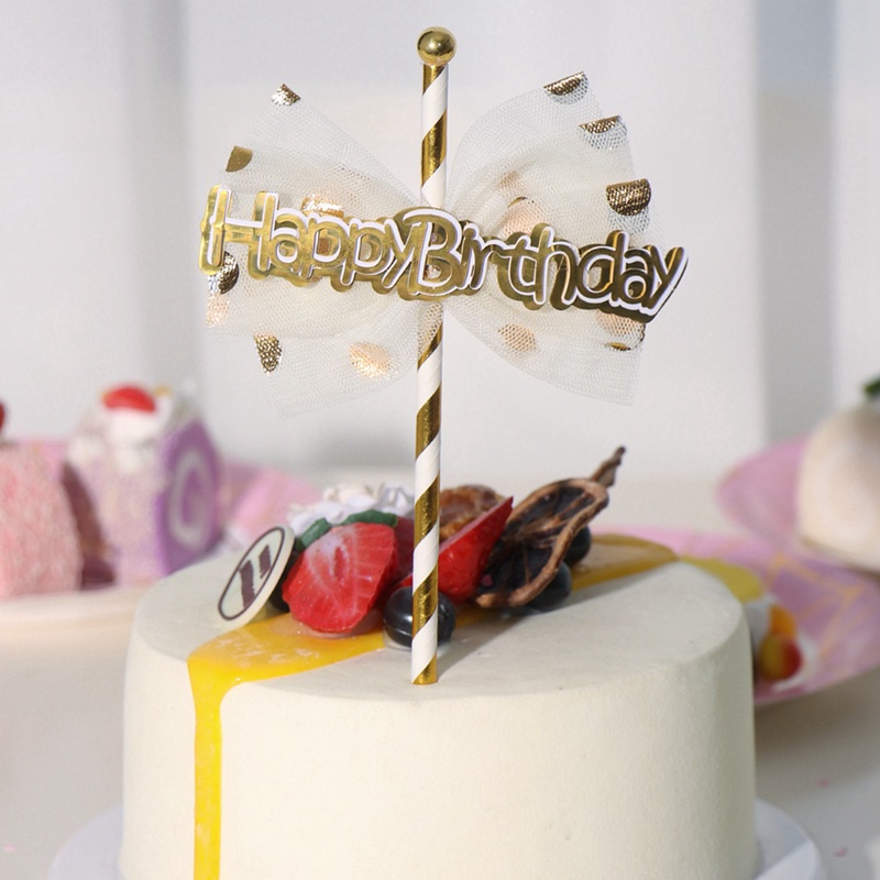 Phụ kiện trang trí bánh kem sinh nhật bằng acrylic nhiều màu