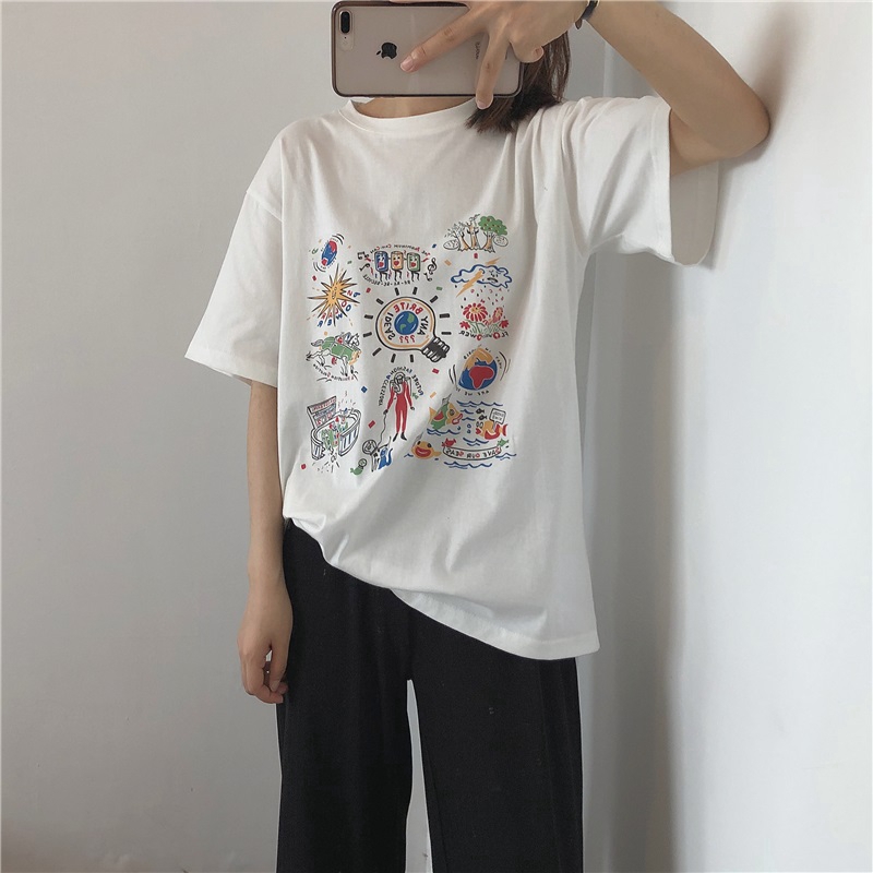 Áo thun SUXI cổ tròn ngắn tay kiểu Hàn Quốc cho nữ
