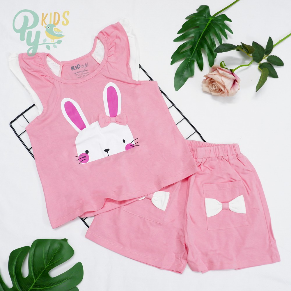 Bộ sort đùi cotton quần có túi dành cho bé gái 18-32kg