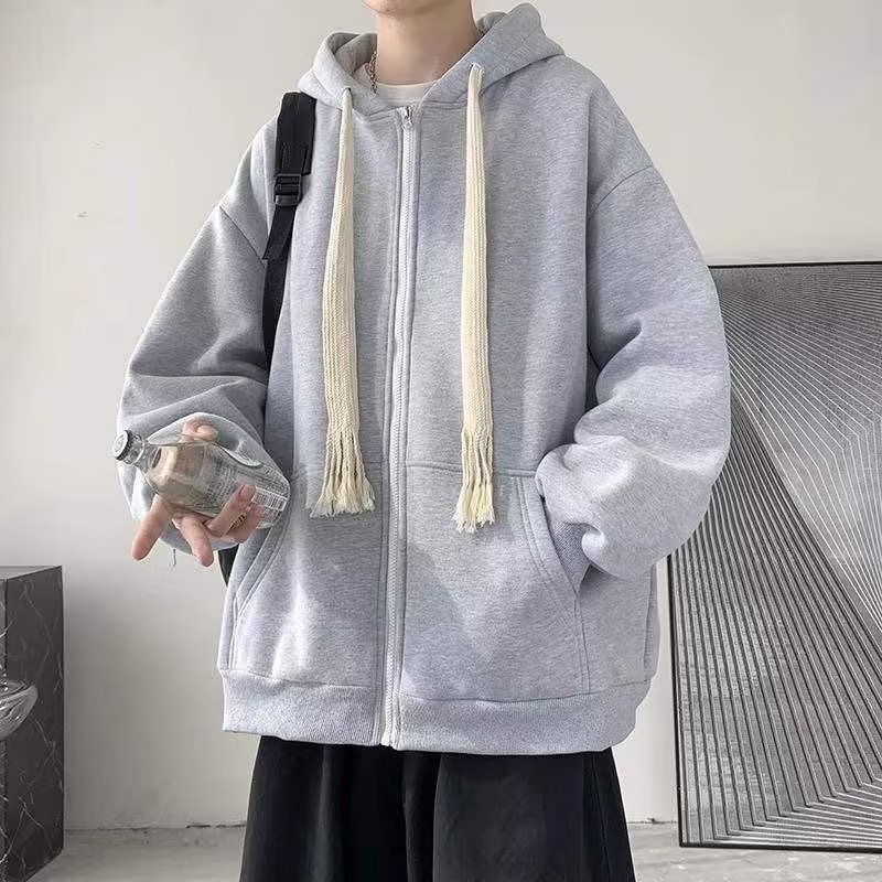 Áo Khoác Cardigan Có Mũ Trùm Màu Sắc Đơn Giản Phong Cách Harajuku Nhật Bản