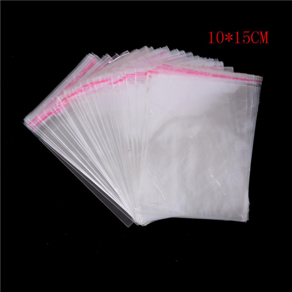 100 Túi nhựa OPP trong suốt tự dính dùng đóng gói trang sức tiện dụng