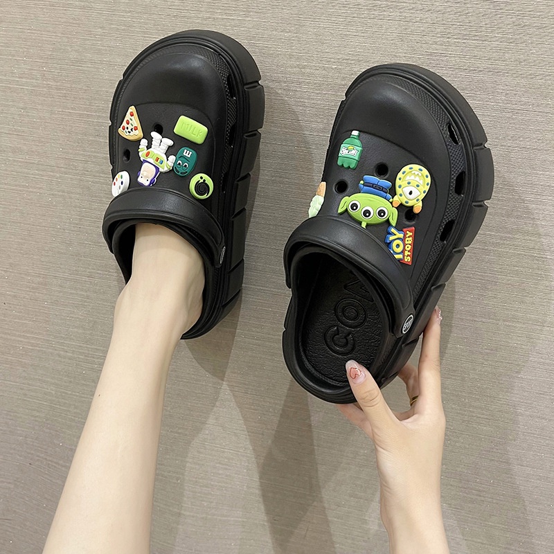 Dép bánh mì Cross nữ đế cao 6cm dép sục nữ chất liệu Eva kèm Sticker hot trend 2022 - VeoStore