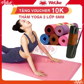 Thảm tập yoga cao cấp 2 lớp chống trượt 6mm chỉ 89K Welike tập gym thiền yoga pilates tại nhà !