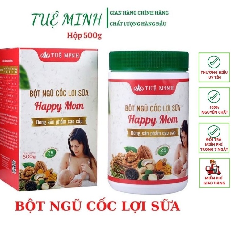 Ngũ Cốc Lợi Sữa Tuệ Minh Chính Hãng Với 25 Loại Hạt Cho Sữa Về Nhanh, Đặc, Khỏe Cho Mẹ, Tốt Cho Con (01hộp = 500Gram)