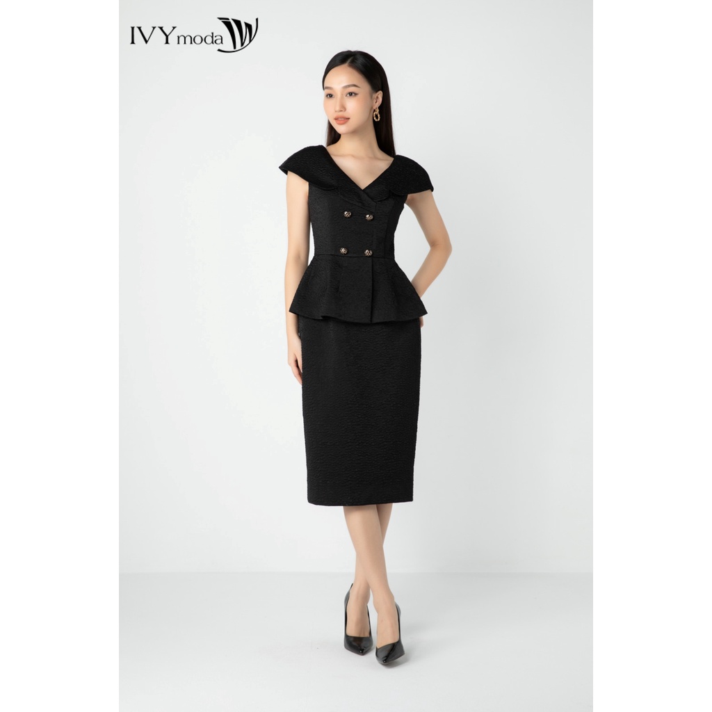 Đầm peplum dập nổi IVY moda MS 48M6965