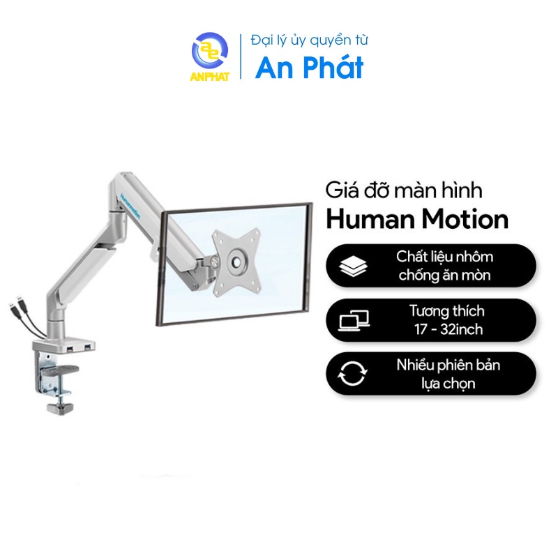 Giá Treo Màn Hình Human Motion T2- T6- T7- T9 Xoay 360 Độ Chất Liệu Nhôm Kích Cỡ 17-27inch - Chính hãng