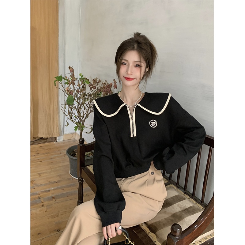 Áo len tay dài cổ búp bê phong cách Hàn Quốc thiết kế xinh xắn cho nữ