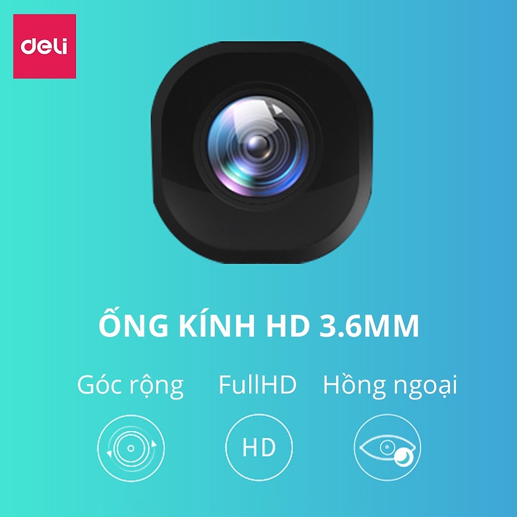 [LIFEMC02BPABAU -10% đơn 250K] Camera Wifi IP Ngoài Trời Chống Nước PTZ Deli Full HD 1080P Xoay 360 Độ ES103