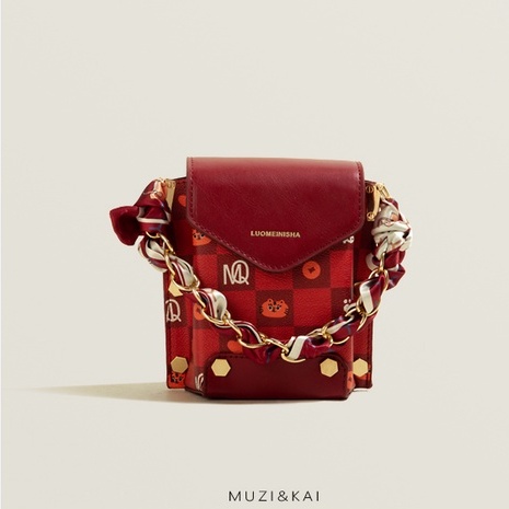 🌸Hàng Order🌸 Túi Xách Muzi&kai Chính Hãng Da Vân Họa Tiết Quai Da Đeo Dây Xích Quấn Nơ Sang Chảnh Nữ Tính 🌸 Quảng Châu