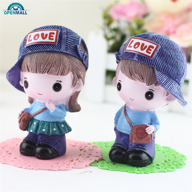 Bộ 2 mô hình búp bê trang trí nội thất xe hơi đáng yêu