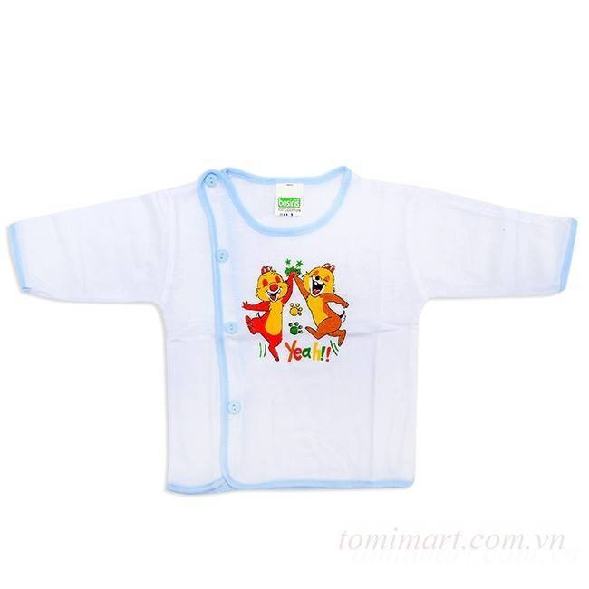 Áo sơ sinh tay dài cho bé (2-8kg), Áo bác sĩ cotton tay dài cúc lệch viền màu
