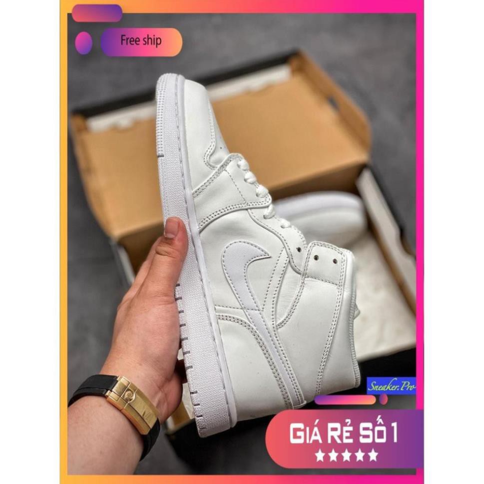 (FULL BOX + QUÀ TẶNG) Giày thể thao AIR Jordan 1 Mid Triple White cổ cao siêu đẹp dành cho nam và nữ | BigBuy360 - bigbuy360.vn