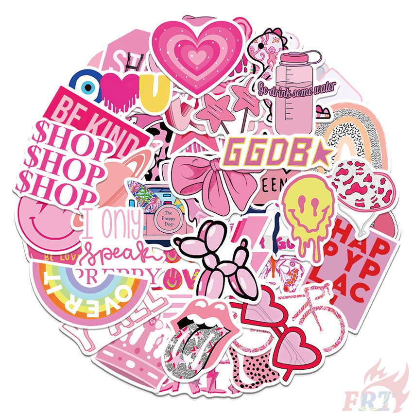 ❉ VSCO： Pink Romantic Series 06 - Pink Girl Preppy Graffiti Stickers ❉ 50Pcs/Set Mixed Fashion DIY Luggage Laptop Skateboard Doodle Decals Stickers