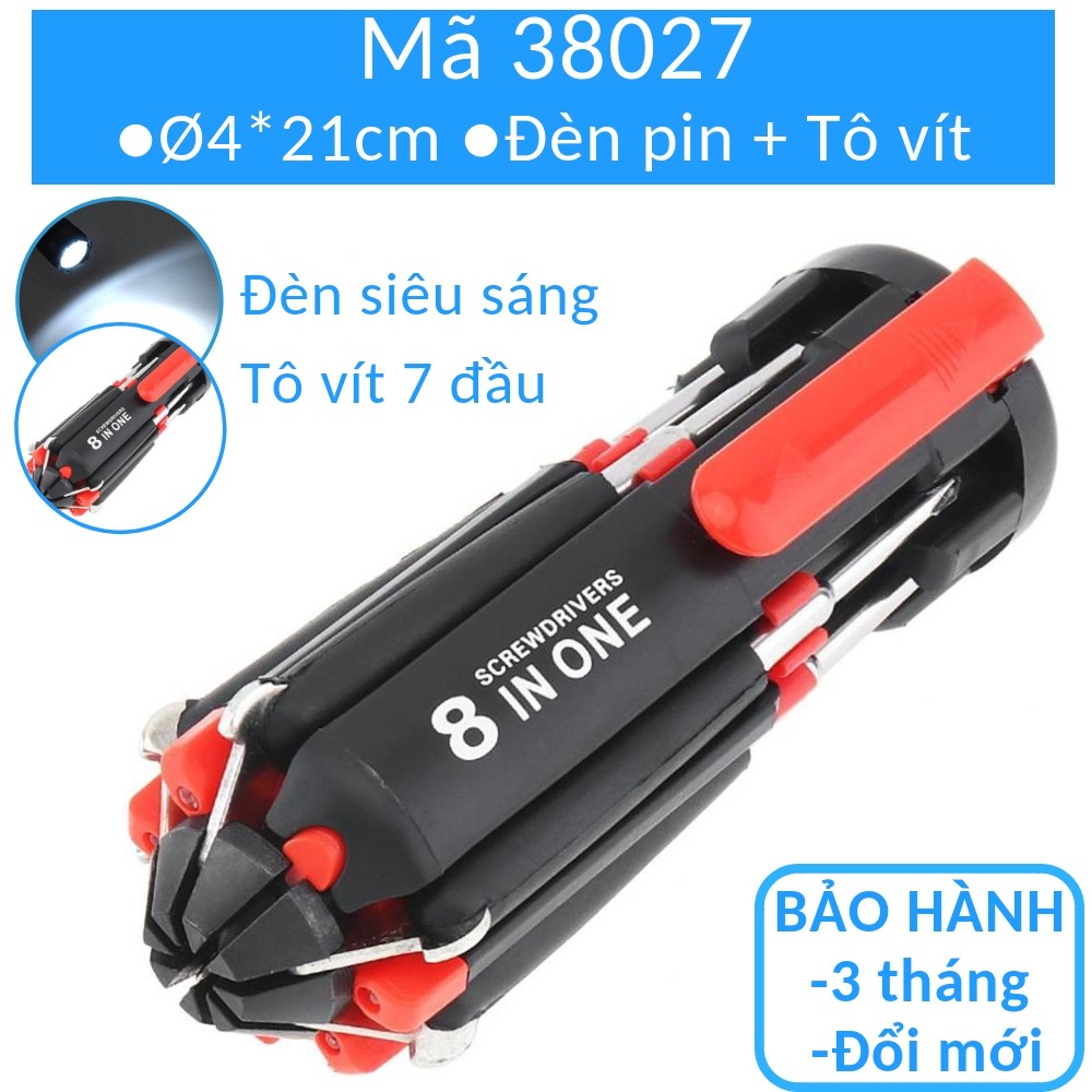 Đèn pin siêu sáng kiêm Bộ tô vít 7 đầu đa năng K38034.ET802
