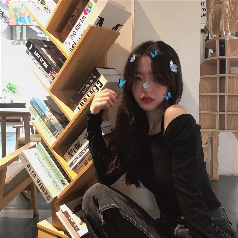 Áo Thun Tay Dài Trễ Vai Thời Trang Mùa Thu Cho Nữ