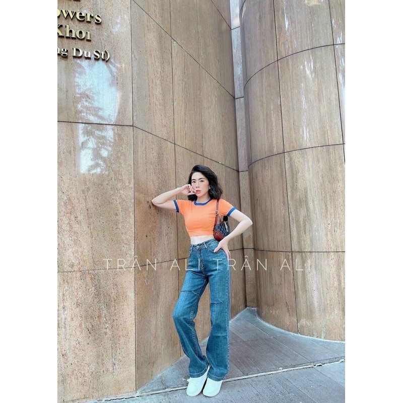 Áo croptop trơn phối viền siêu cute - A0NB5T