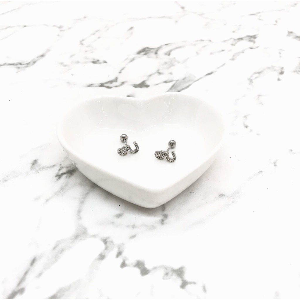 KHUYÊN TAI HÌNH ĐÍNH ĐÁ CHỮ LOVE U CAO CẤP