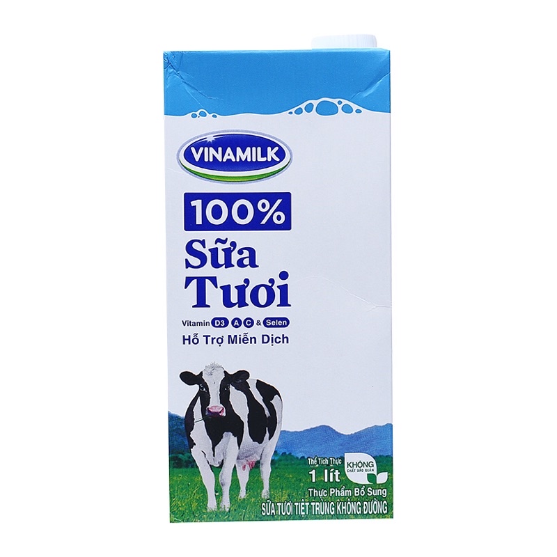 [ Mua nhiều hỗ trợ giảm giá] Sữa tươi Vinamilk Tiệt trùng 100% nguyên chất 1 Lít bổ sung canxi và dưỡng chất