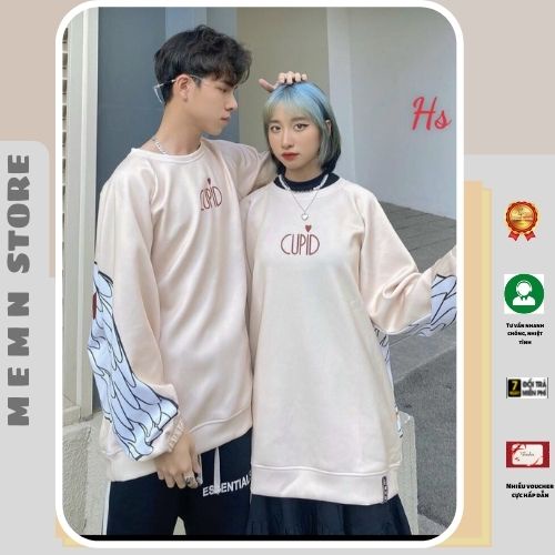 Áo sweater hồng in thần tình yêu cupid MEMN 572