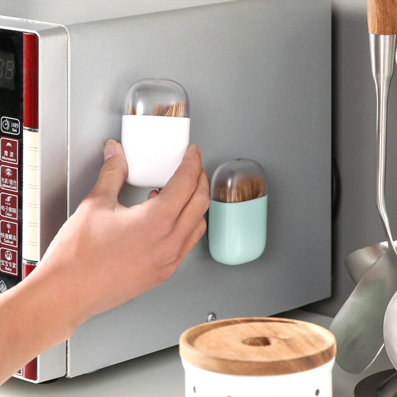 1 Hộp Đựng Tăm Xỉa Răng / Dụng Cụ Lấy Kem Đánh Răng Từ Tính Sáng Tạo Giá Đỡ