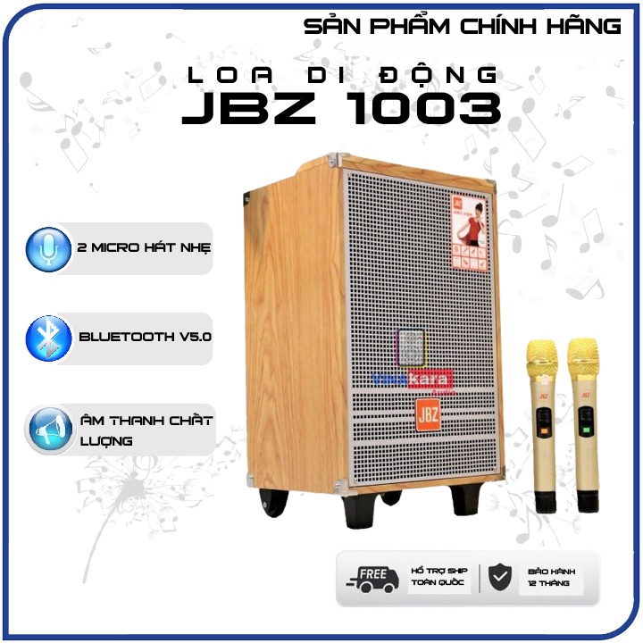 Loa Kéo JBZ 1003, JBZ 1203, 2 Micro UHF, Loa gỗ, âm thanh ấm, hát karaoke hay