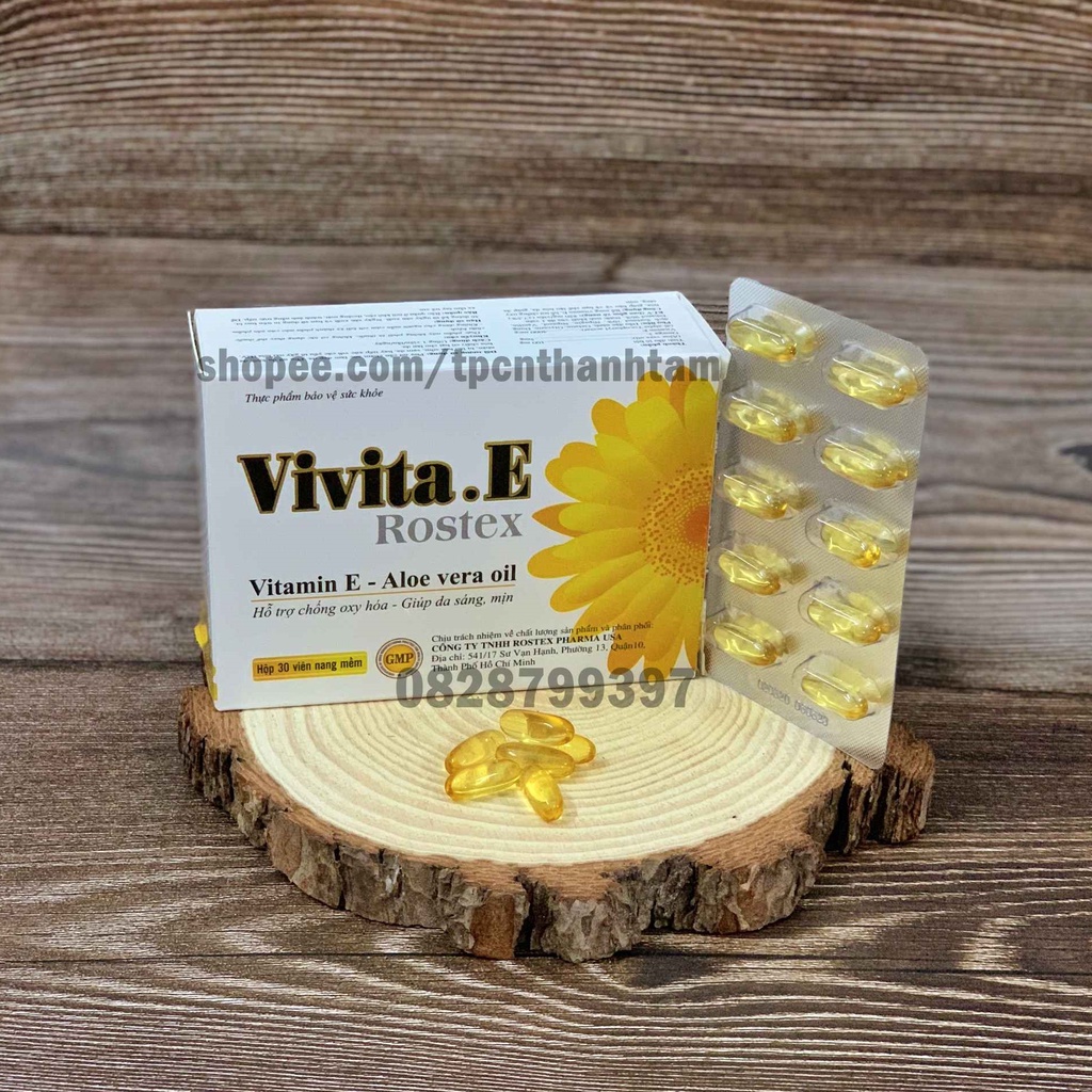 Viên uống đẹp da Vitamin E 4000mcg, tinh dầu lô hội làm đẹp da, chống lão hóa - Hộp 30 viên