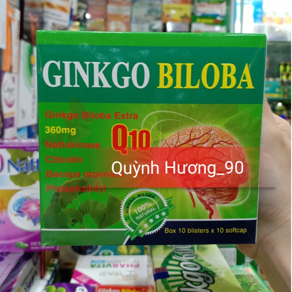 Ginkgo Biloba 360mg Q10 cải thiện tuần hoàn não hộp 100 viên