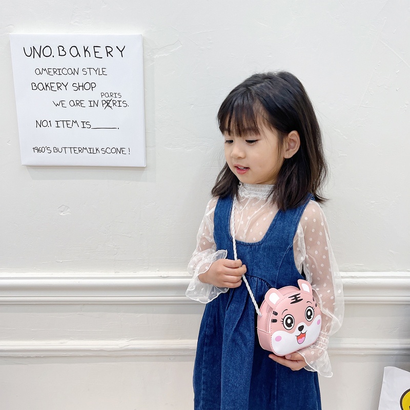 Seng Túi Đeo Chéo Vai Mini Họa Tiết Hổ Hoạt Hình Dễ Thương Tuyệt Vời Cho Bé Gái