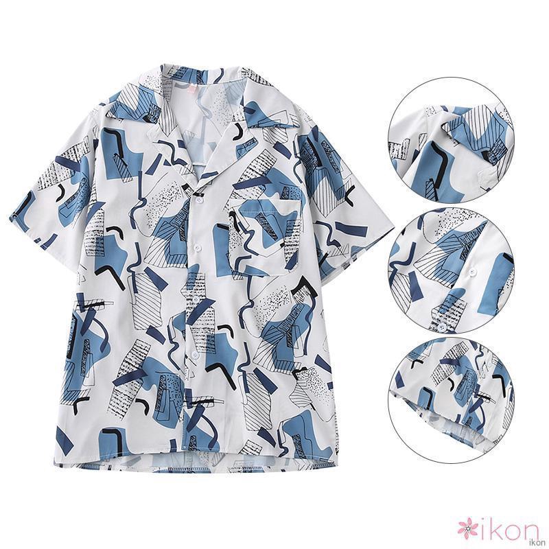 Áo sơ mi tay ngắn chất chiffon hoạ tiết in thiết kế cổ chữ V nữ tính Áo kiểu