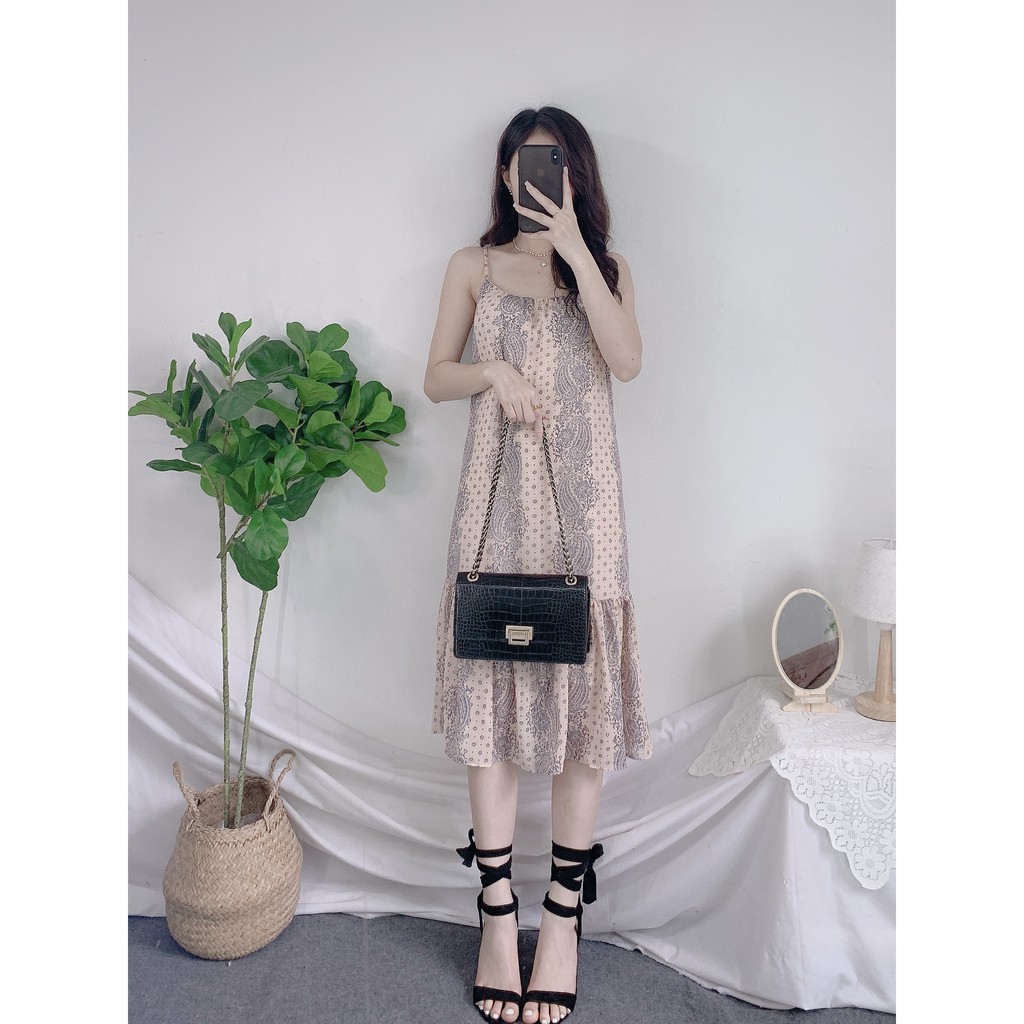 Đầm Hai Dây Voan Hàn Vintage Nữ [FREESHIP] 🌸 Váy 2s hoa nhí dáng suông, đuôi cá điều chỉnh hàng thiết kế Ulzzang HOT 🌸 | BigBuy360 - bigbuy360.vn