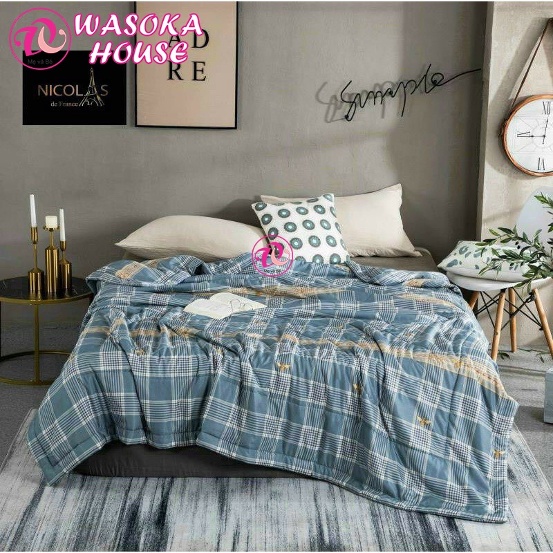 Chăn mền lụa tencel mềm  mịn, mát lạnh 2mx2m2, mùa hè đắp mát, nhiều họa tiết hoa văn 5D đẹp