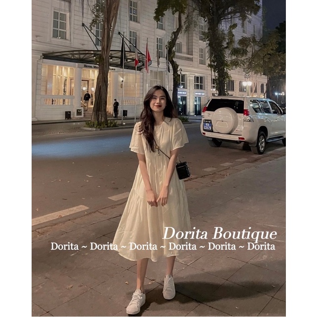 Váy babydoll vải tơ mềm 2 lớp cộc tay xoè dài, Đầm babydoll kèm váy 2 dây bên | BigBuy360 - bigbuy360.vn