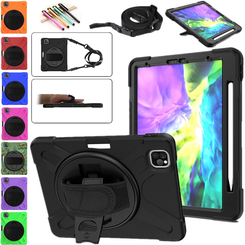 Ốp Máy Tính Bảng Cứng Chống Sốc Có Tay Cầm Và Dây Đeo Vai Cho iPad Pro 12.9 inch 2020 2018 2021