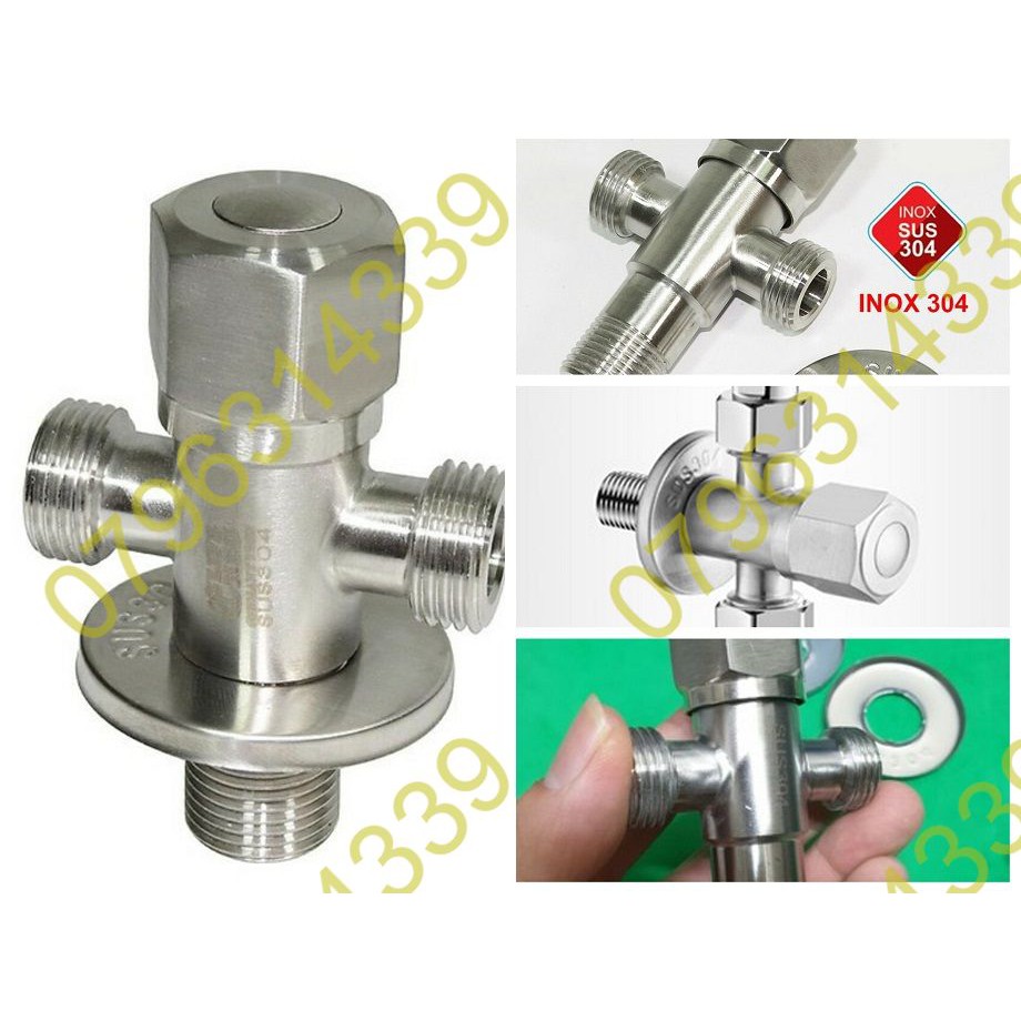 Van T cầu , t cầu. Giảm áp chia bồn cầu Inox SUS 304,Van T Chia Nước cho vòi xịt vệ sinh và bồn cầu inox. Van T cầu 304