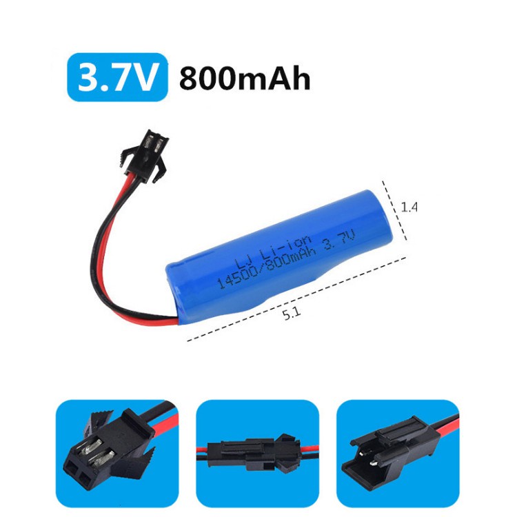 Pin lion 14500 3.7v 500mah - 1000mah dự phòng cho đồ chơi xe ô tô điều khiển từ xa pin sạc loại tròn cổng SM