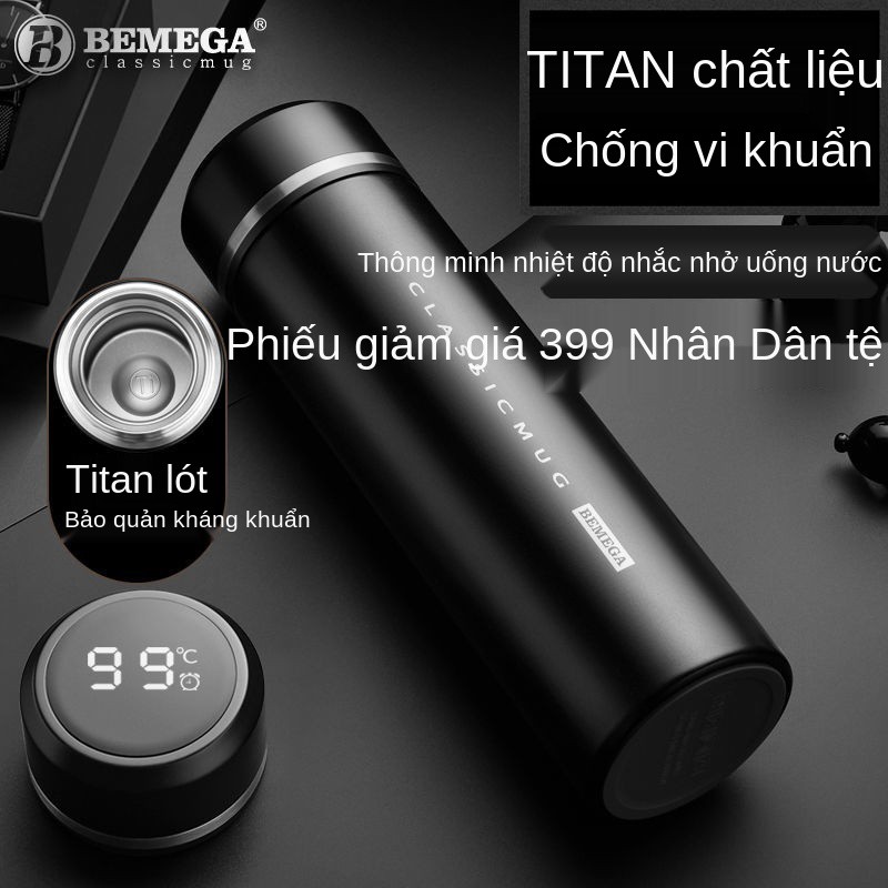 Bình chân không thông minh Bemega tinh khiết bằng titan của Anh, đôi- cốc lớp, uống nước cao cấp dành cho nam Tách t