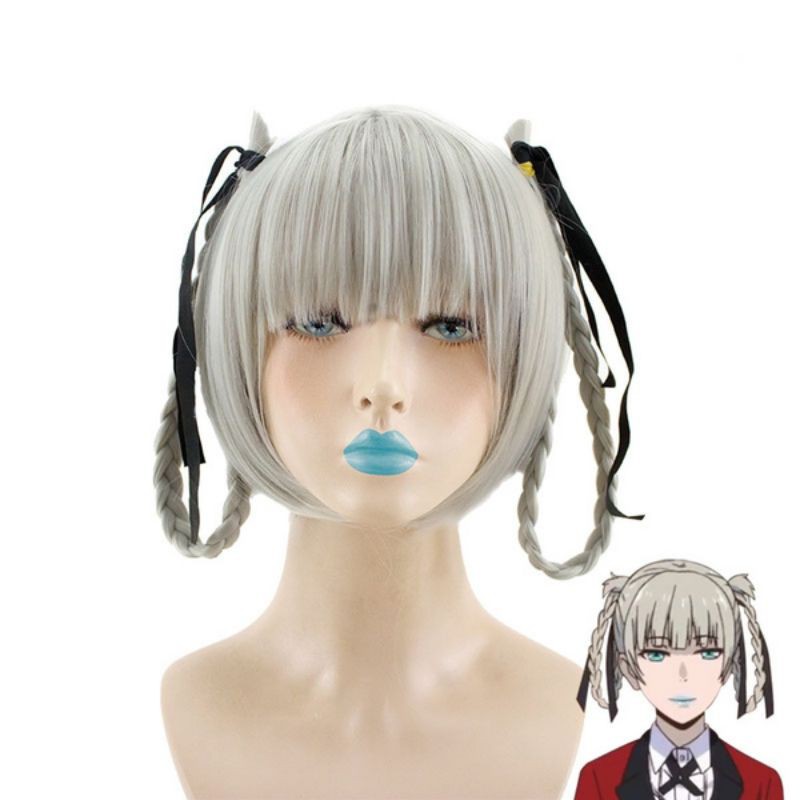 [sẵn] Wig/tóc giả cosplay Kirari Momobami - Học viện đỏ đen: Kakegurui màu trắng xám bạc [Miu Cosplay]