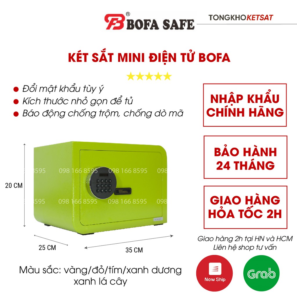 Két sắt nhập khẩu Bofa mini 🛵GIAO NHANH🛵 cỡ nhỏ khóa điện tử để trên bàn, để trong tủ loại 10kg hàng chính hãng