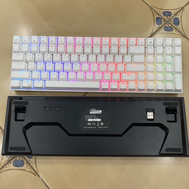 Bàn phím cơ RK ROYAL KLUDGE RK100 RGB kết nối 3 chế độ 2.4G không dây / Bluetooth / có dây RGB, 100 phím cho Win / Mac