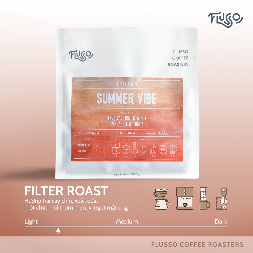 Cà Phê Cold Brew Nguyên Chất Flusso Summer Vibe - Cà Phê Ủ Lạnh Cold Brew