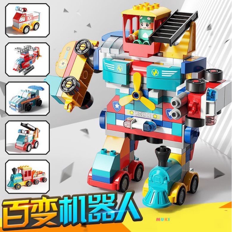 Bộ Đồ Chơi LEGO DUPLO ROBOT Biến Hình 195 Chi Tiết, Bộ Nắp ghép Sáng Tạo Cho Bé ChouChou