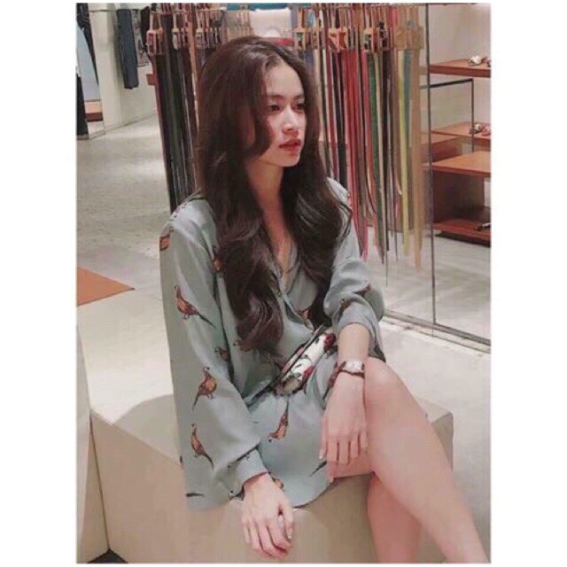 Váy sơ mi bầu _ áo sơ mi đuôi tôm cổ tàu chất lụa voan siêu đẹp nhiều họa tiết ❤️FREESHIP 70K ❤️ ẢNH THẬT