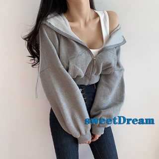 Áo khoác lửng tay dài có khóa kéo thời trang cho nữ