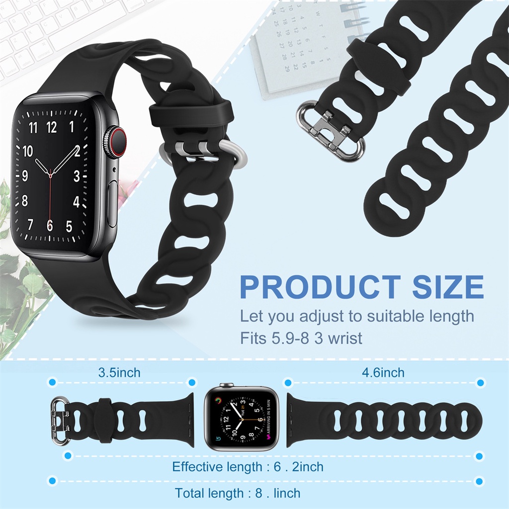 Dây Đeo Silicon Thời Trang Sang Trọng Cho Đồng Hồ iWatch 38mm 40mm 42mm 44mm 41 45mm