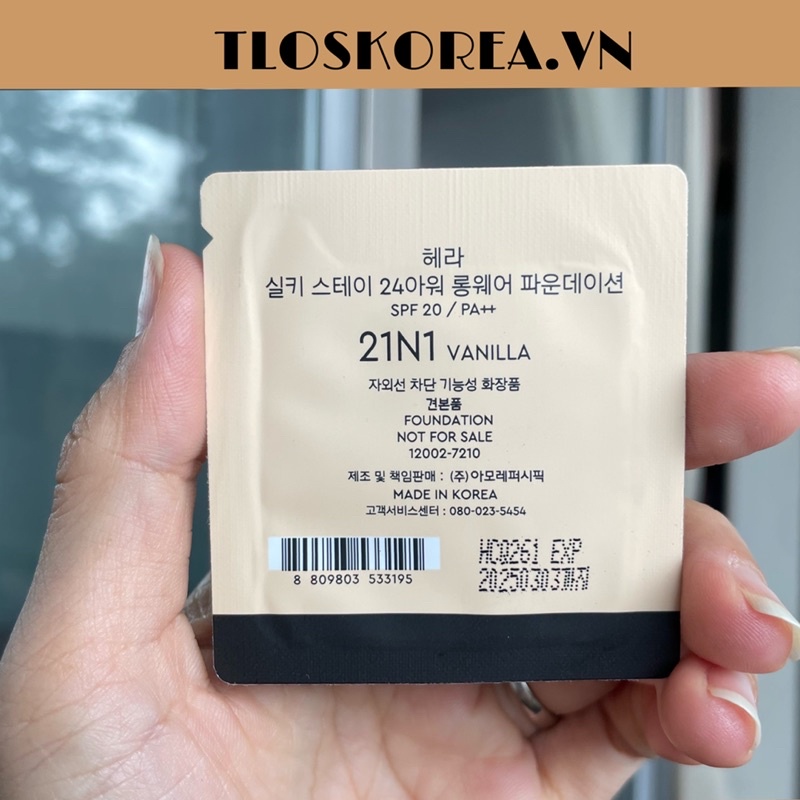 Gói Sample Kem Nền Che Khuyết Điểm Giữ Lâu 24H Hera Silky Stay 24H Longwear Foundation 1Ml