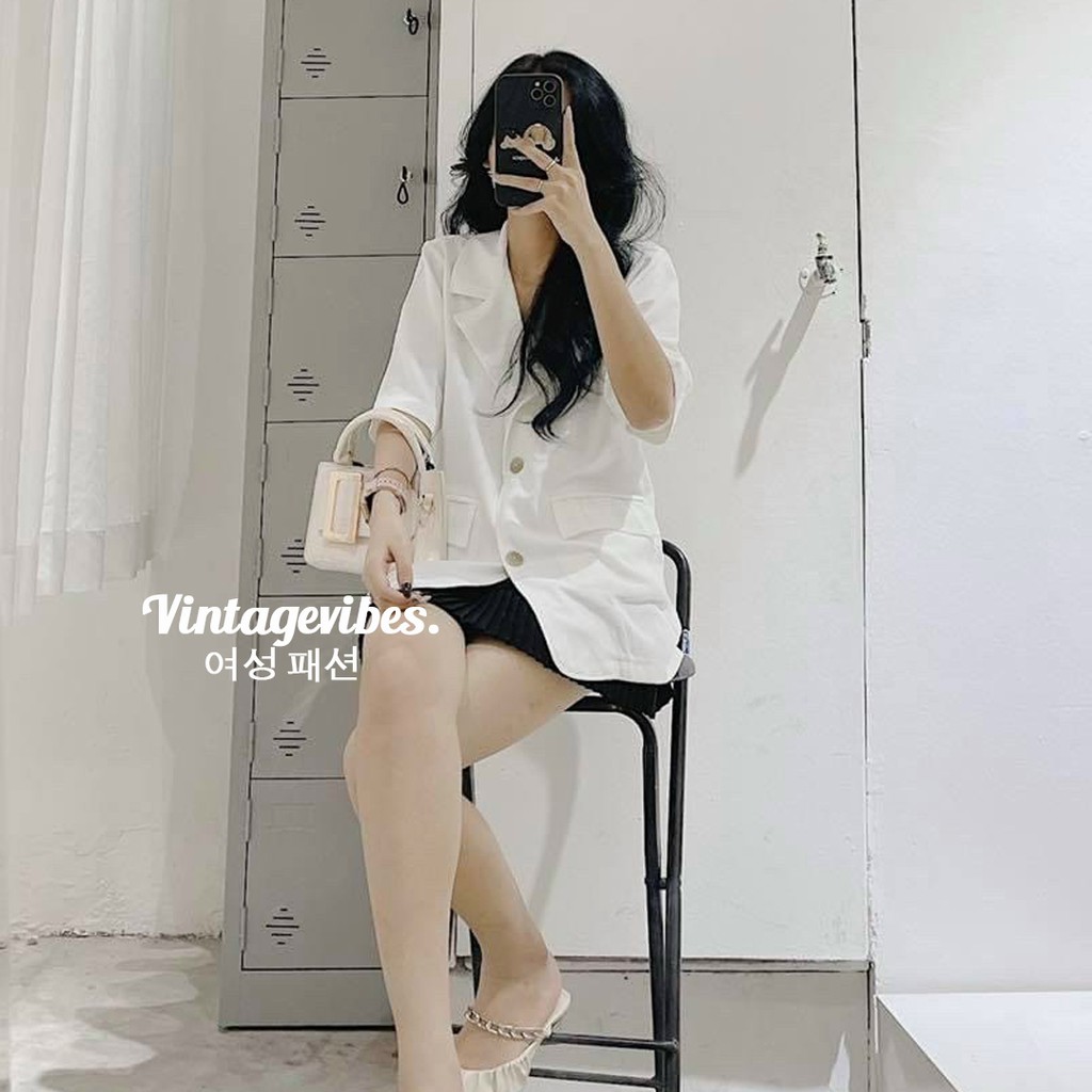 Áo Blazer Vest Cộc Tay 1 Lớp Nhiều Màu Khoác Ngoài Kiểu Dáng Trẻ Trung - Ảnh thật | BigBuy360 - bigbuy360.vn