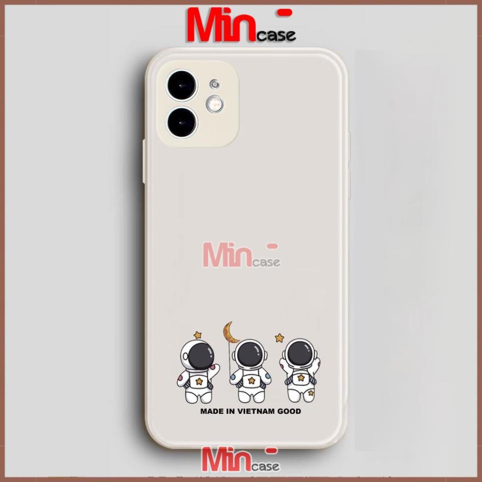Ốp lưng iPhone Phi hành gia Cute cạnh viền vuông silicon mềm dẻo cho iphone 6/6s/7/8/X/XS/11/12/13 Pro Plus Max