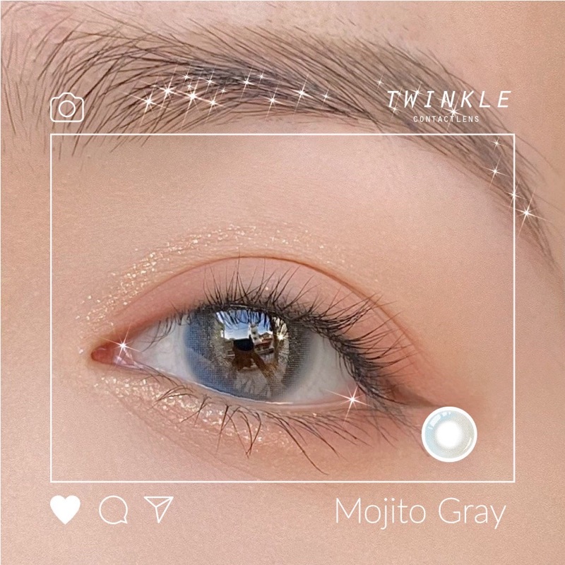 Kính áp tròng Mojito Gray Lens Twinkle lens nhũ xám xanh